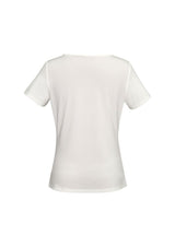 Ivory Ladies Ava Drape Knit Top in Size 20, featuring a stylish draped neckline and soft jersey knit blend.