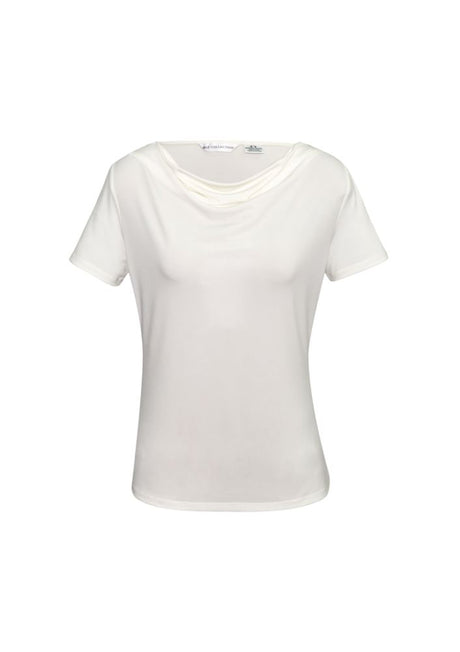 Ivory Ladies Ava Drape Knit Top in size 26, featuring a draped neckline for elegant, versatile styling.