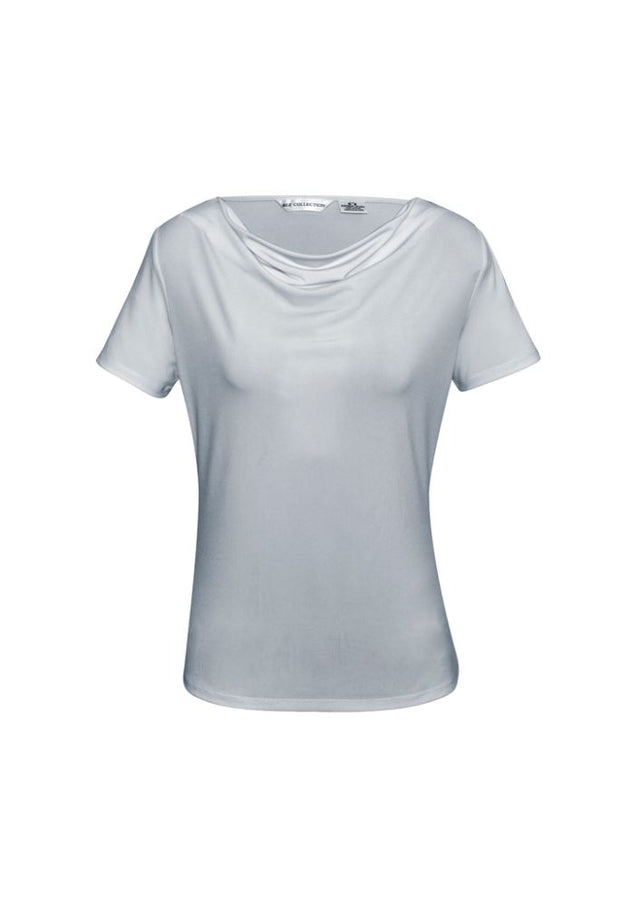 Ladies Ava Drape Knit Top in Silver Mist, Size 26; elegant draped neckline in a comfortable, stylish jersey knit.