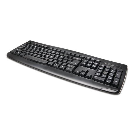 Kensington Pro Fit Wireless Keyboard, spill-proof, full-size layout with numeric keypad, 2.4GHz wireless, easy Plug & Play setup.