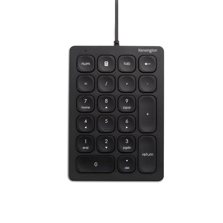 Kensington Wired Numeric Keypad featuring 21 responsive keys and four shortcut keys for efficient data entry and productivity.