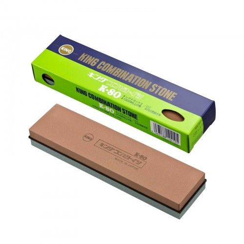 Dual-sided Japanese sharpening stone featuring 250 grit for fast tool refurbishment and 1000 grit for fine polishing.