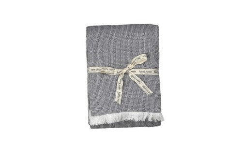 Cozy charcoal chambray waffle throw, 170 x 130 cm, adds modern style and warmth to any space.