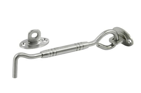 Brushed stainless steel 200mm cabin hook for secure doors and windows, combining durability with modern aesthetics.