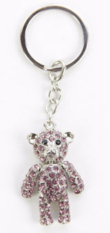 Charming 4.3cm teddy bear keyring adorned with crystals, perfect for adding sparkle to keys or bags.