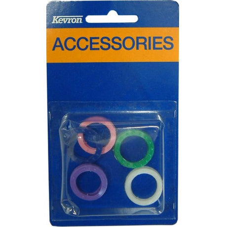 Vibrant assorted color key head I.D. rings for easy key identification and organization, set of 5 on a card.