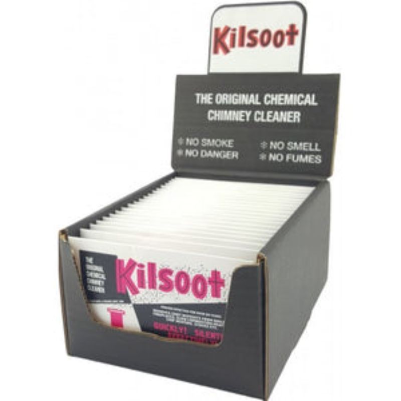 Kilsoot chimney cleaner (50gm) dissolves soot and creosote, enhancing efficiency and reducing emissions for all fuel types.