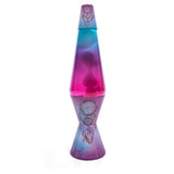Diamond Motion Lamp in diamond shape with pink-blue gradient glass, featuring swirling lava effect and dreamcatcher design.