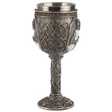 Goblet featuring a decorative Crusader knight, 19.5cm tall, blending medieval artistry with functional design.