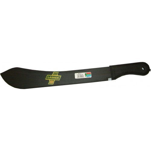 Machette with durable poly handle and 400mm blade, ideal for gardening, scrub clearing, and camping, crafted in South Africa.