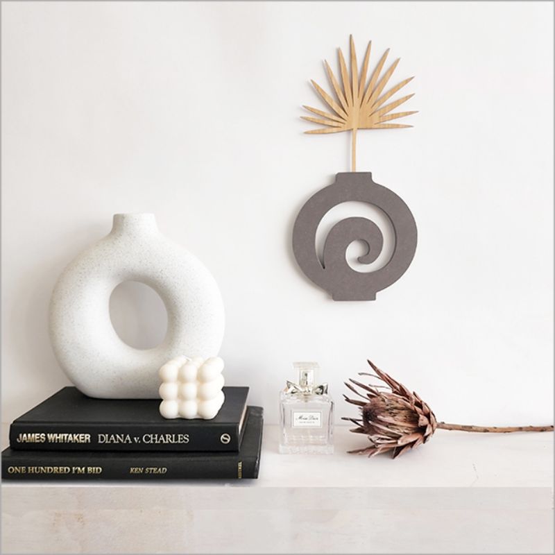 Vase Swirl Wall Art, 16.5cm, features intricate swirling patterns in vibrant color on 12mm thick VCM for modern decor.