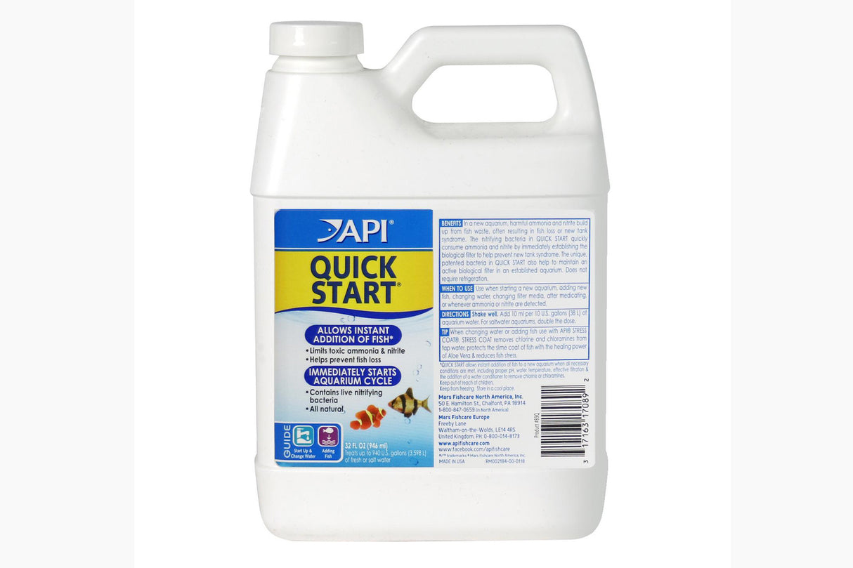 API Quick Start 946mL 89Q - Essential live bacteria treatment for fast, healthy aquarium cycling and stable aquatic environments.