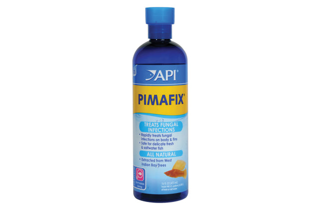 Anti Fungal Aquatic - Pimafix 473ml bottle, a natural remedy for fish fungal and bacterial infections, safe for all aquariums.