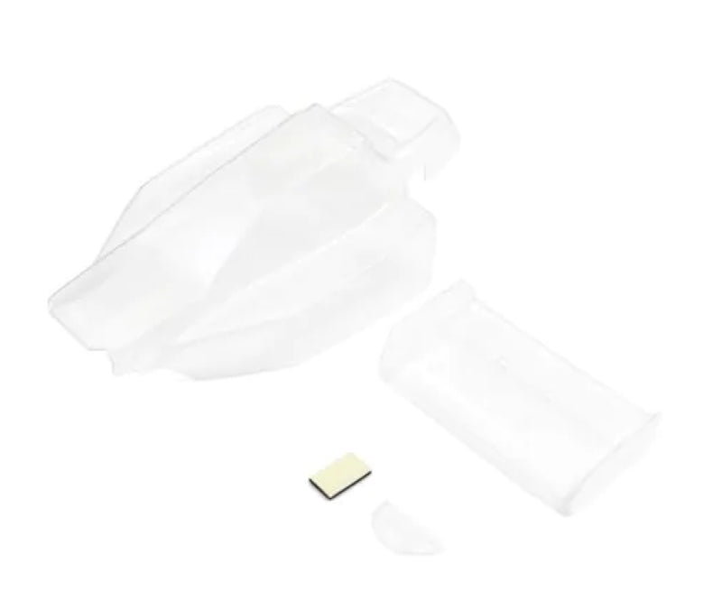 Clear body set for Turbo Optima Mid, enhancing aerodynamics and performance for RC racing enthusiasts.