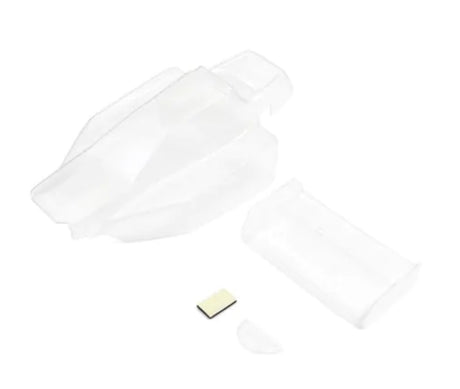 Clear body set for Turbo Optima Mid, enhancing aerodynamics and performance for RC racing enthusiasts.
