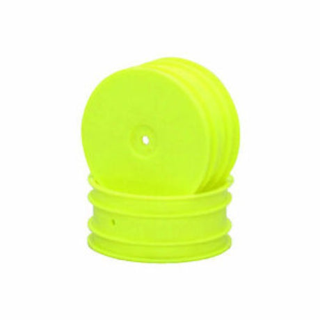 Kyosho 1/10 4WD FR Wheel in vibrant yellow, 56mm size, enhancing RC car performance and visibility on all terrains.