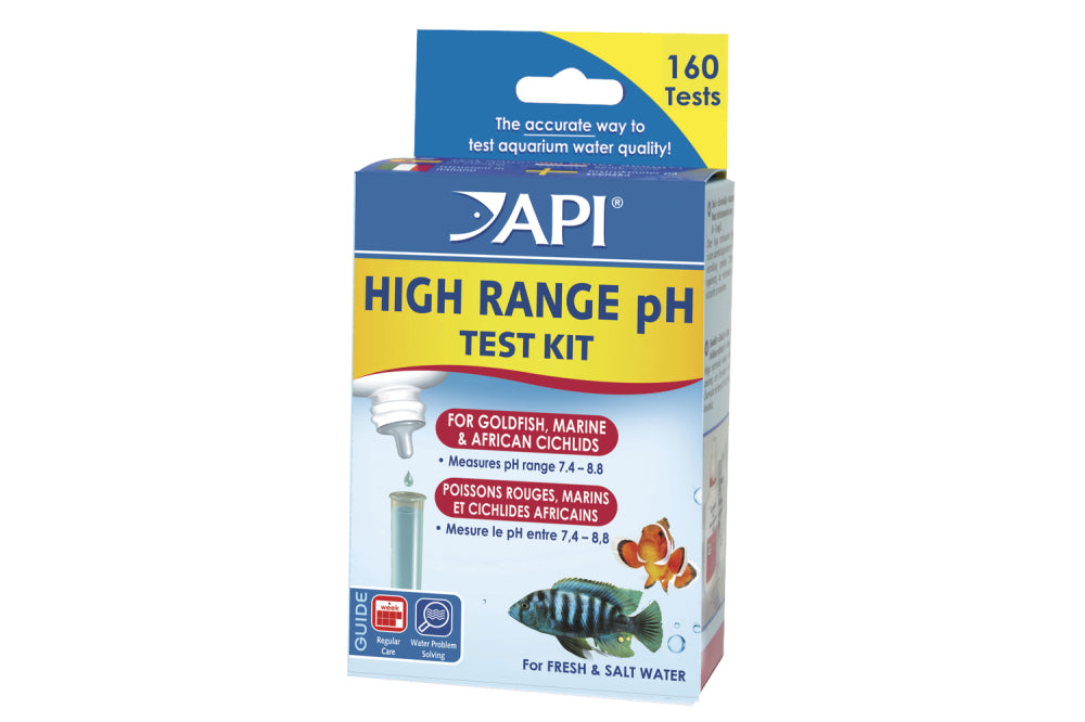 pH kit for marine aquariums, measuring levels 7.4 to 8.8, with 160 tests for optimal aquatic conditions.