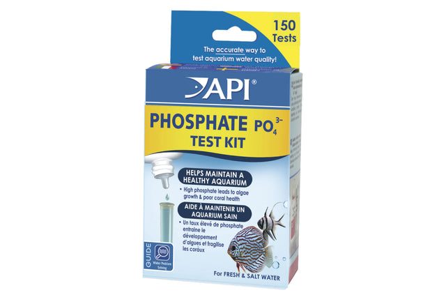 Phosphate Test Kit for Fresh/Saltwater, measuring 0-10 mg/L, includes 150 tests to prevent algae blooms and ensure clear water.