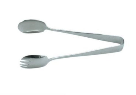 Stainless steel salad servers with ergonomic handles for easy serving and elegant presentation of salads and dishes.