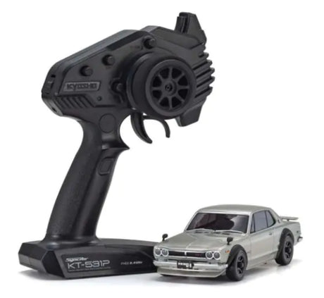 MA-020 GT-R (KPGC10) Silver RC car with AWD, drift tires, VCS suspension, and precision engineering for thrilling mini racing.