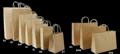 Brown paper bags with twisted handles, 35x26 cm, durable, eco-friendly, 250 per case, perfect for retail and gifts.