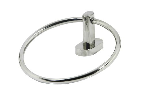 Brushed stainless steel towel ring in a sleek design, ideal for stylish and functional bathroom organization.