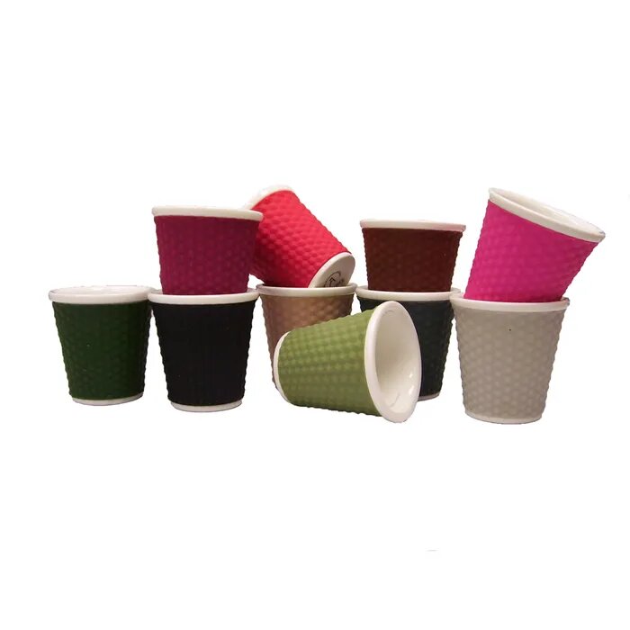 Elegant porcelain espresso cups with silicone sleeves, 100ml, in assorted colors, perfect for hot or cold beverages.