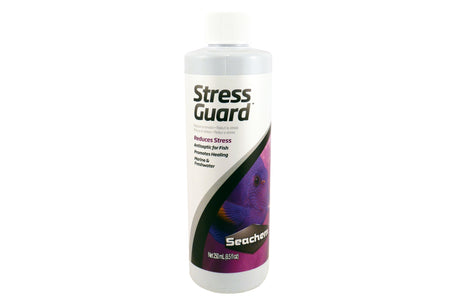 Aquatic Conditioner Stressguard 250mL bottle, enhances fish slime coat, reduces stress and ammonia toxicity, promotes healing.