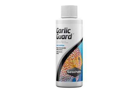 Seachem Garlic Guard - 100ml, a natural appetite enhancer for fish, enriched with Vitamin C for optimal health and feeding.