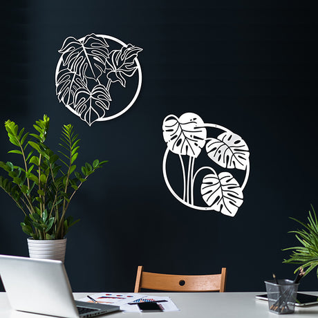 Large white wall art featuring a delicate monstera leaf, perfect for modern or tropical decor, suitable for indoor and outdoor use.