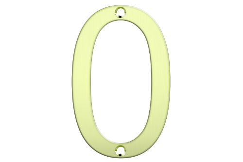 Polished brass letter box number '0', elegant design, 80mm tall, durable, easy to install for stylish home identification.