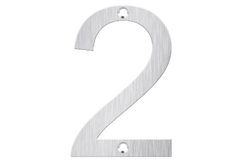 Brushed stainless steel number 2 for letterboxes, durable and stylish, perfect for enhancing curb appeal.