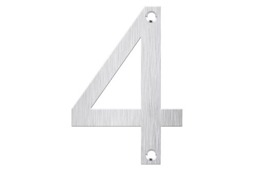 Brushed stainless steel letter box number 4, measuring 80mm tall, adds modern elegance and curb appeal to any home.