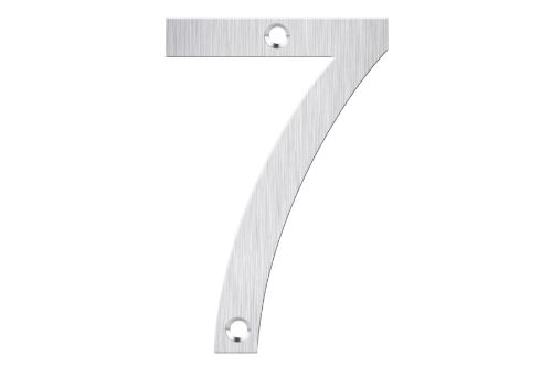 Sleek brushed stainless steel number 7 for mailboxes, durable, stylish, and easy to install. Perfect for address display.