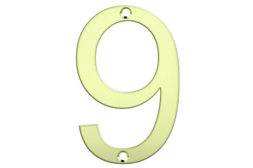 Polished brass number 9 for letterboxes, stylish and durable, easy installation, perfect for home or business use.