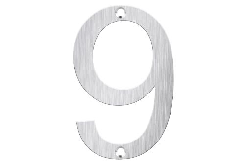 Sleek brushed stainless steel letterbox number 9, durable and modern for enhancing home or office entryways.
