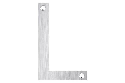 Stylish stainless steel letter box number "L" in brushed finish, resistant to weather, for stylish home address display.