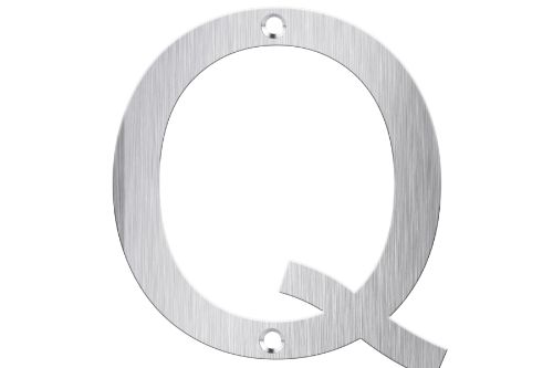 Modern brushed stainless steel letter "Q" for letterboxes, weather-resistant and stylish for enhanced curb appeal.