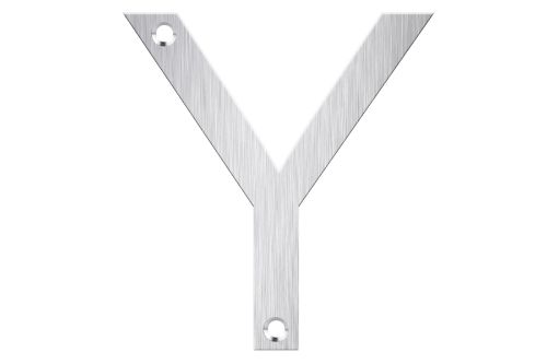 Stylish brushed stainless steel letter box number 'Y' for elegant home address display, designed for durability and visibility.