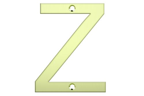 Polished brass letter box number "Z," measuring 80mm tall, enhances curb appeal with elegance and durability.