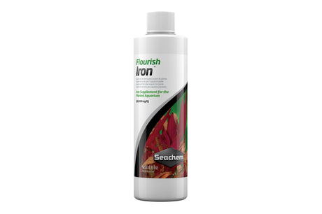 Flourish Iron 250mL by Seachem, a concentrated iron supplement for healthy, vibrant aquatic plants in your aquarium.