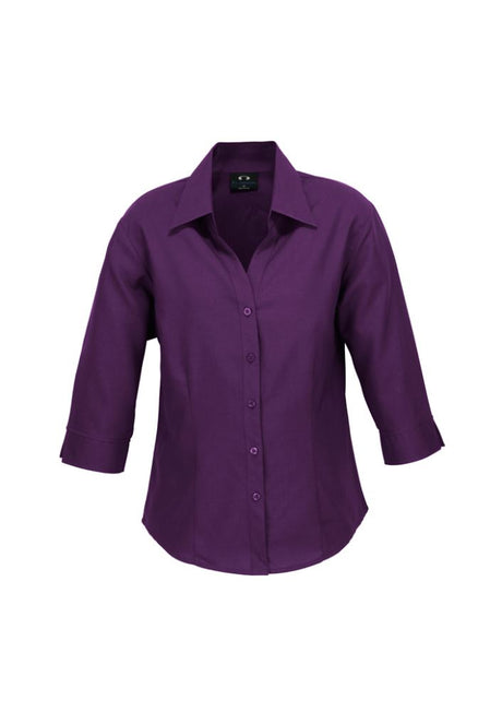 Ladies Grape 3/4 Sleeve Shirt from Biz Collection, crafted in breathable polyester for comfort and style in any setting.