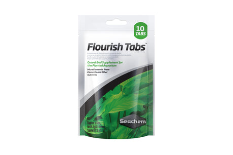 Seachem Flourish Tabs 10pk: nutrient-rich root tablets for vibrant aquatic plant growth in freshwater and saltwater tanks.