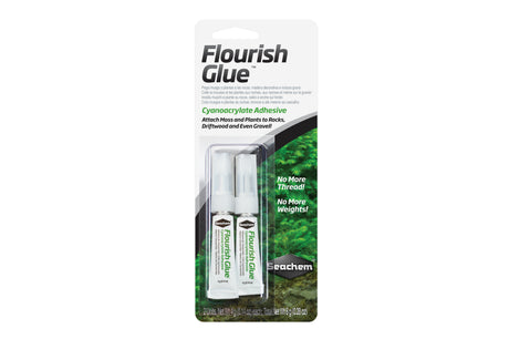 Flourish Glue 2x4g - Seachem: Versatile cyanoacrylate gel for securely attaching aquatic plants and moss underwater or above.