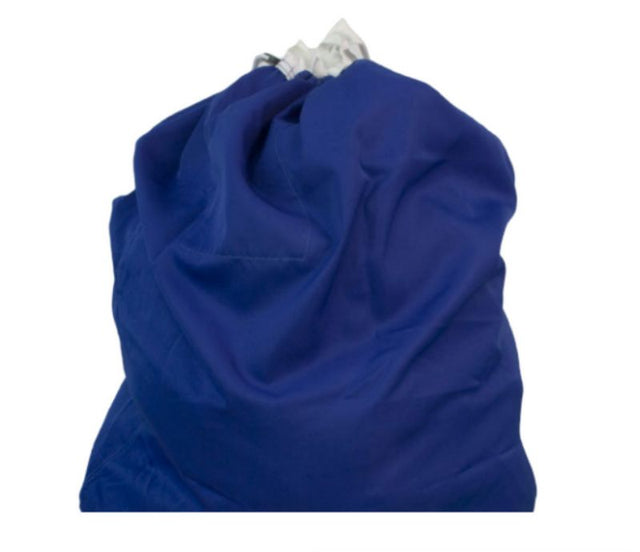 Blue small laundry bag (72cm) with drawstring closure and sturdy handles, perfect for organizing clothes and linens.