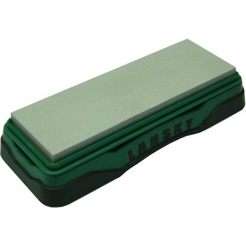 Lansky Arkansas Benchstone Hard 6"x2" on rubber base, ideal for polishing knives and tools to a fine edge.