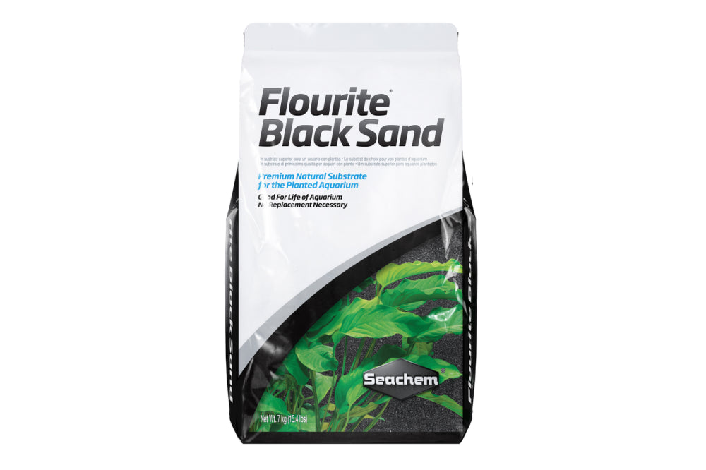 Flourite Sand Black 7kg by Seachem, a nutrient-rich substrate enhancing plant growth in aquariums with its striking black color.