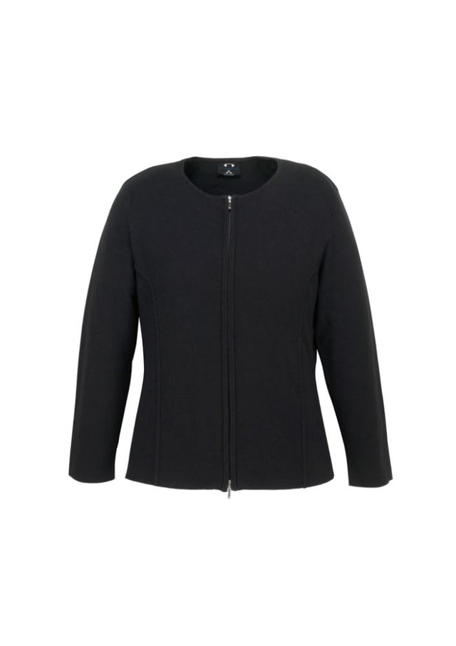 Ladies 2-way zip cardigan in black, size 2XL; features soft fabric, versatile styling, and modern design for any occasion.