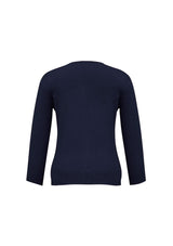 Navy Ladies 2-Way Zip Cardigan, size M, featuring a full zipper and stylish knit for comfort in casual or professional settings.