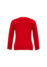 Ladies red 2-way zip cardigan, size L, made from 73% Viscose and 27% Nylon, perfect for versatile styling and comfort.